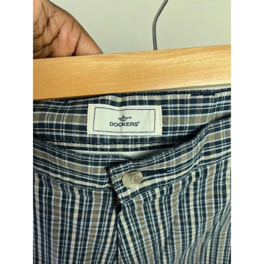 New Dockers Sz 40 Washed Khaki Shorts Plaid Flat Front Relaxed‎ Fit 9.5 Inseam